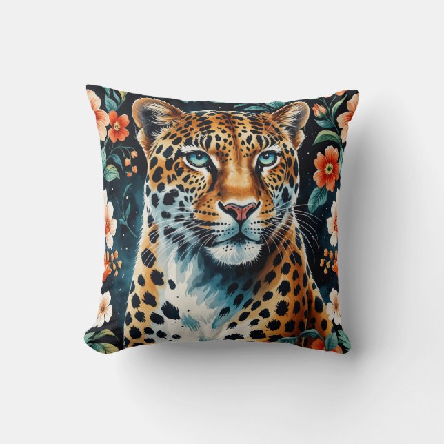 Almofada Coussin léopard floral vintage (Frente)