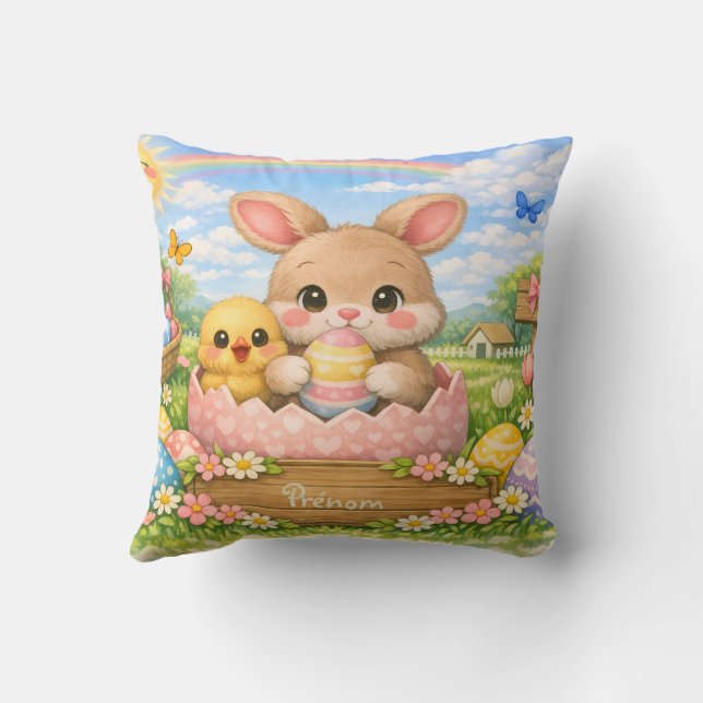 Almofada Coussin Personnalisé Prénom – Lapin et Poussin de  (Verso)