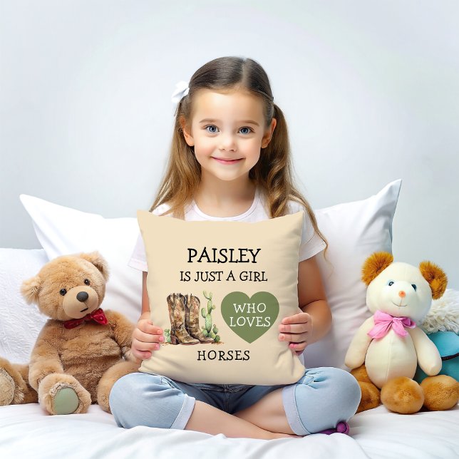 Almofada Cowgirl Boots Just a Girl who loves horses (Criador carregado)