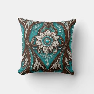 Almofada Cowgirl Brown Turquoise Ocidental