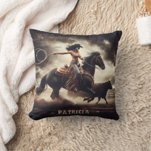 Almofada Cowgirl Roping Bull no evento Rodeo