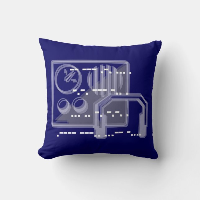 Almofada Coxim azul 41cmx41cm do design do código Morse (Frente)