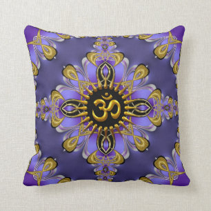 Almofada Coxim bonito Dourado roxo/travesseiro do OM (Aum)