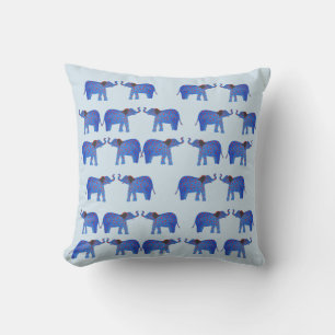Almofada Coxim do humor do elefante, teste padrão azul do