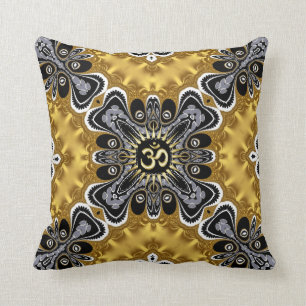 Almofada Coxim Dourado do respingo da arte do OM Spritiual