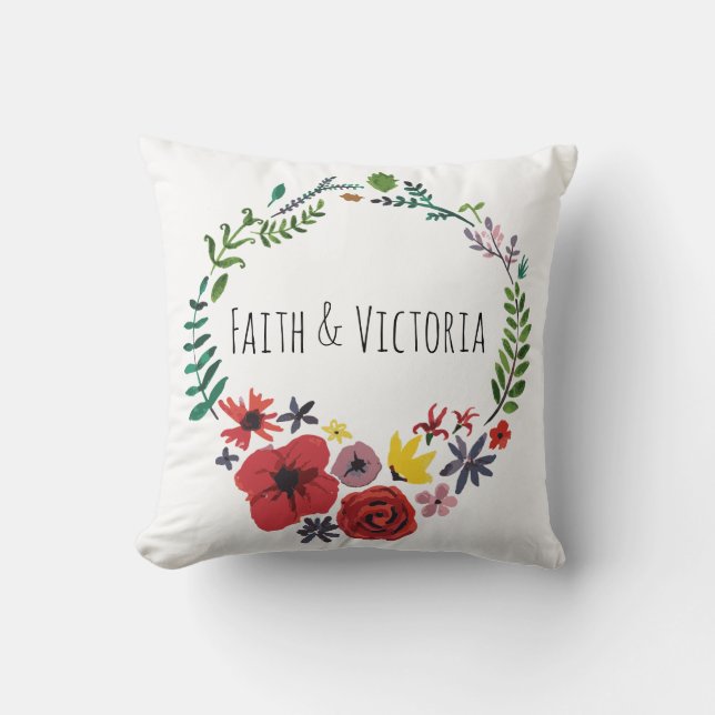 Almofada Coxim floral da Aquarela Customisable (Frente)