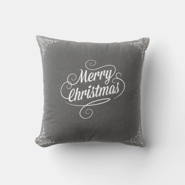 Almofada Coxim nevado cinzento do Feliz Natal (Frente)