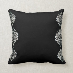 Almofada Coxim preto 41 x 41 cm do lance de Siver Damasco