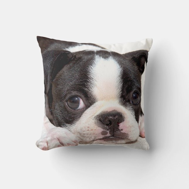 Almofada Coxim preto e branco do filhote de cachorro de (Frente)