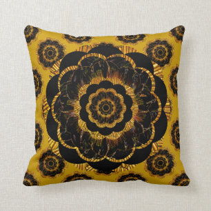 Almofada Coxim retro do hippy da mandala - mostarda Dourado