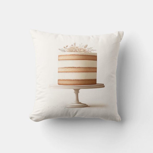 Almofada Cozinha de padaria de bolos flóricos brancos de ca (Frente)