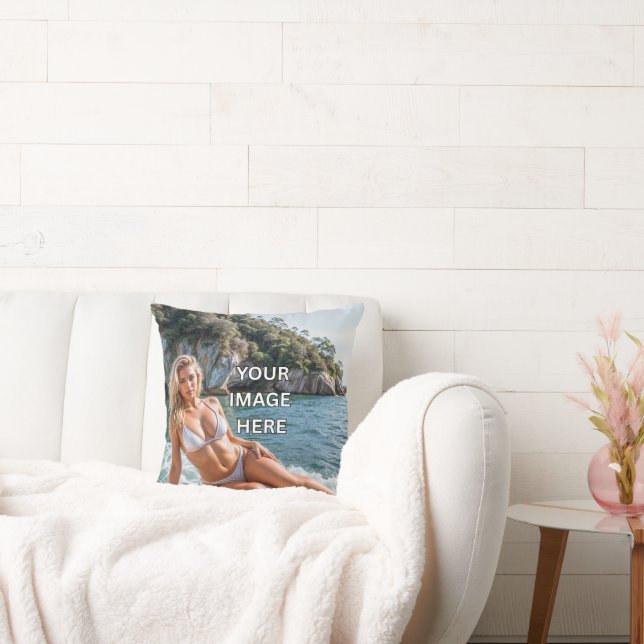 Almofada COZY! 🛋️ Add Image or Text Throw Pillow (Sofá)