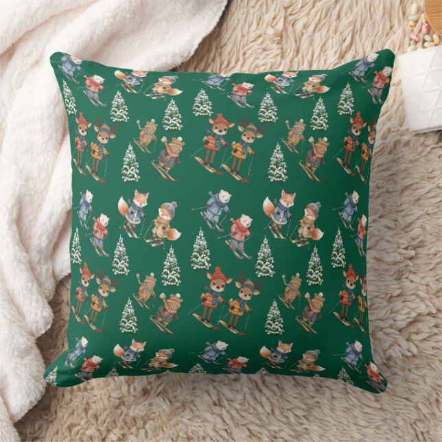 Almofada Cozy Animals Skiing Throw Pillow (Cobertor)