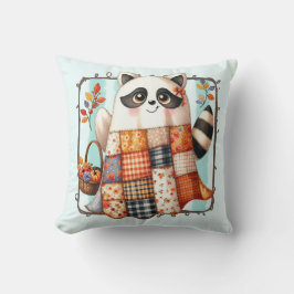 Almofada Cozy Autumn Raccoon Patchwork Quilt