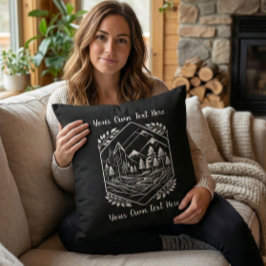 Almofada Cozy Cabin Decor River Mountain Your Text