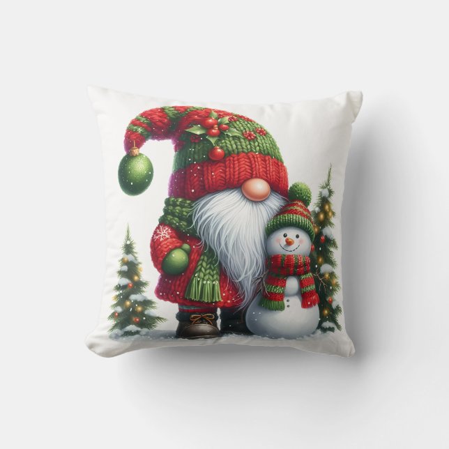 Almofada Cozy Christmas Gnome Art – Festive Holiday (Frente)