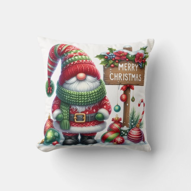 Almofada Cozy Christmas Gnome Art – Festive Holiday (Frente)