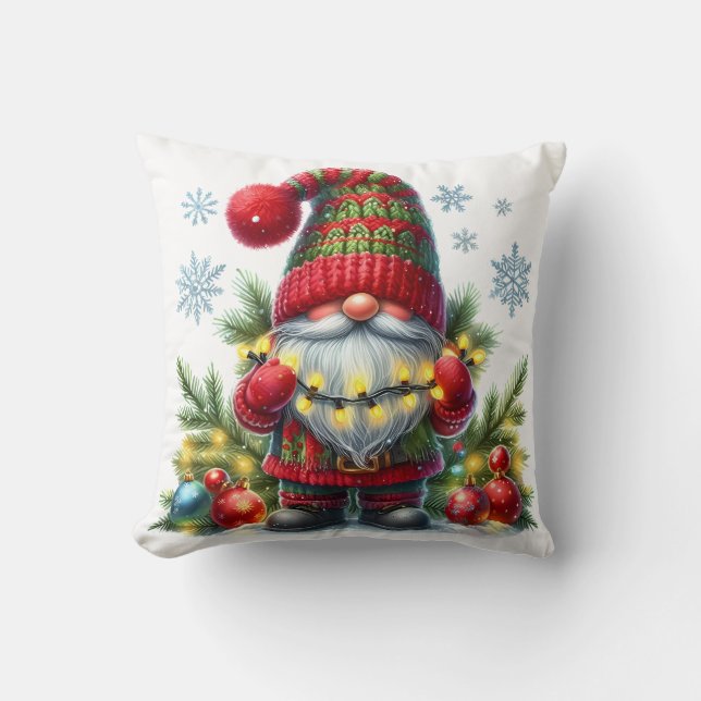 Almofada Cozy Christmas Gnome Art – Festive Holiday (Frente)