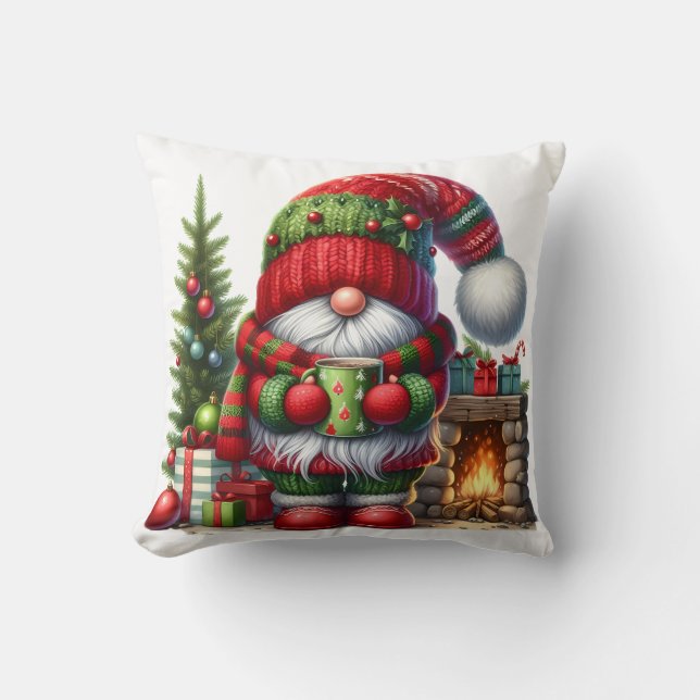 Almofada Cozy Christmas Gnome Art – Festive Holiday (Frente)