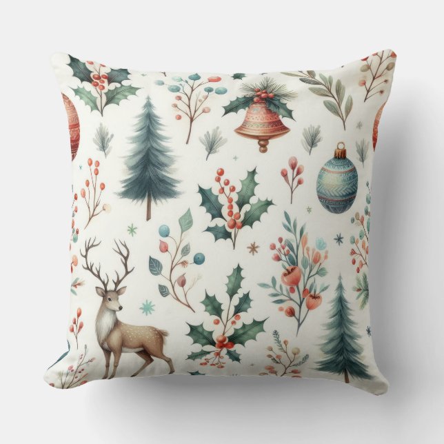 Almofada Cozy Christmas Watercolor (Frente)