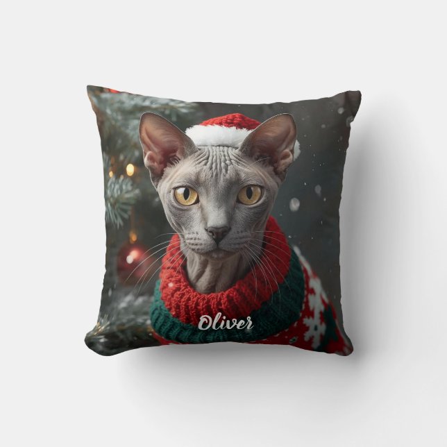 Almofada Cozy Cornish Rex Christmas Personalizado (Frente)