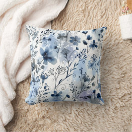 Almofada Cozy Cottagecore Blue Gray Floral Pattern