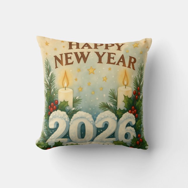 Almofada cozy happy new year throw pillow (Frente)