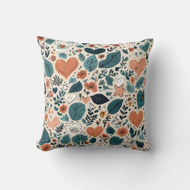Almofada Cozy Pastel Floral & Geometric Pattern Pillow (Frente)