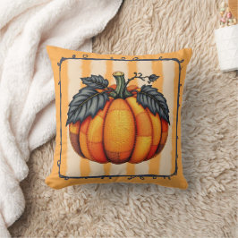 Almofada Cozy Patchwork Pumpkin - Outono Farmhouse Quilt