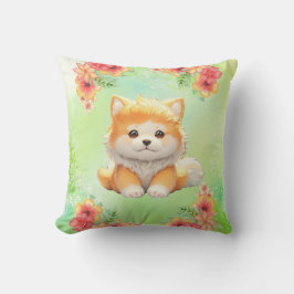 Almofada Cozy Puppy com flores florescentes Arte Aquecedora