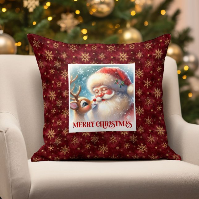 Almofada Cozy Santa Rudolph Pillow Holiday Magic Christmas  (Cozy Santa Rudolph Pillow Holiday Magic Christmas)