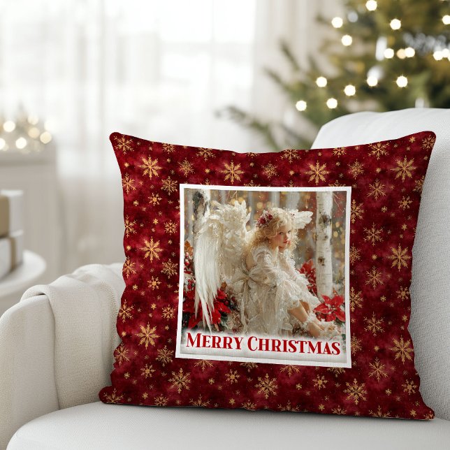 Almofada Cozy Victorian Angel Red Gold Festive Christmas  (Cozy Victorian Angel Red Gold Festive Christmas Pillow

)