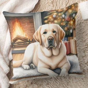 Almofada Cozy Yellow Labrador Cena de Natal Labrador