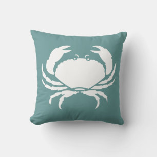 Almofada CRAB WHITE em travesseiro azul-lacrimejo escuro