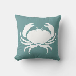 Almofada CRABS WHITE em travesseiro azul