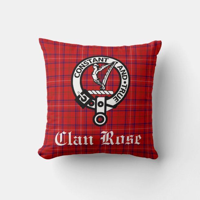 Almofada Crachá Clan Rosa Crest e Tartan (Frente)