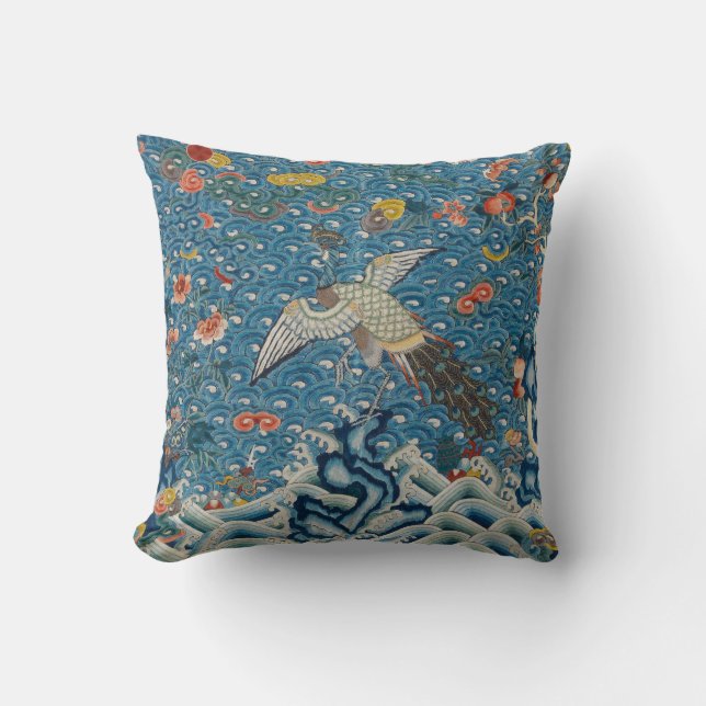 Almofada Crachá do grau da dinastia de Qing com pavão (Frente)