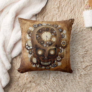 Almofada Crânio de Steampunk do cobre do Grunge do vintage