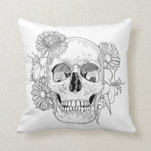 Almofada Crânio e flores inspirados