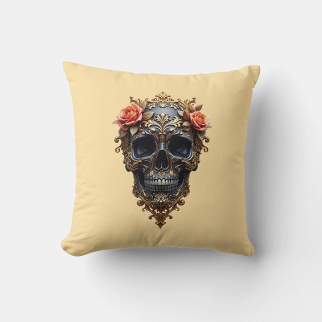Almofada Crânio preto/Dourado (Frente)