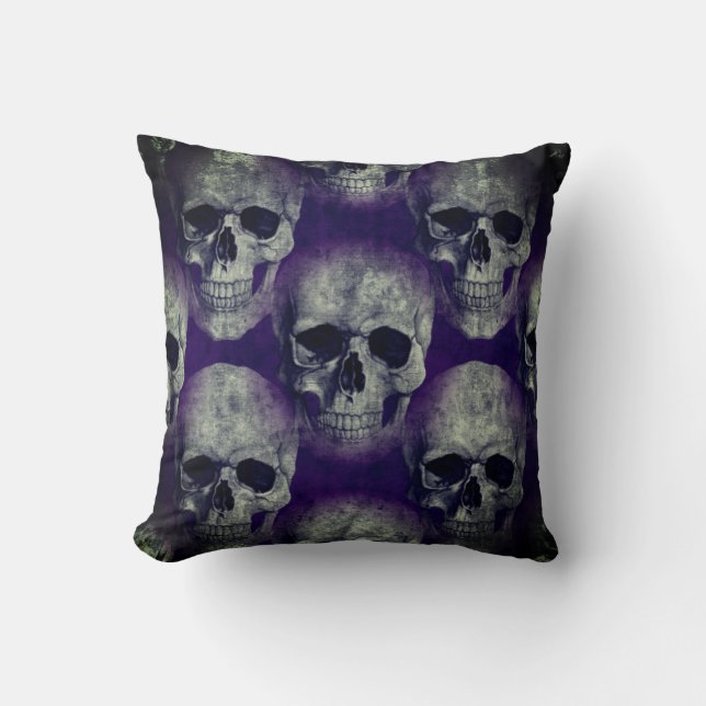 Almofada Crânio Roxo Gótico (Frente)
