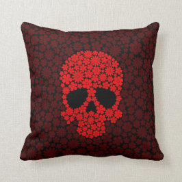 Almofada Crânio vermelho das flores selvagens