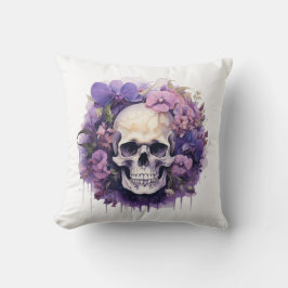 Almofada Crânios e flores de cor da água