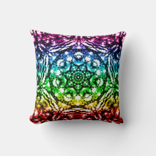 Almofada Cravata Tie Dye Mandala Arco-íris