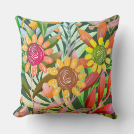 Almofada Crayon Girassóis Verde Colorido