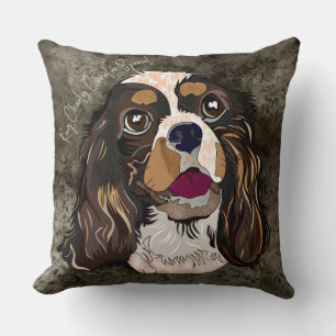 Almofada Crazy King Charles Cavalier pintado à mão