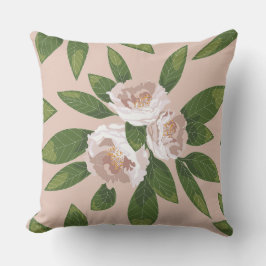 Almofada Cream Garden Harmony: Camellias e Greenery