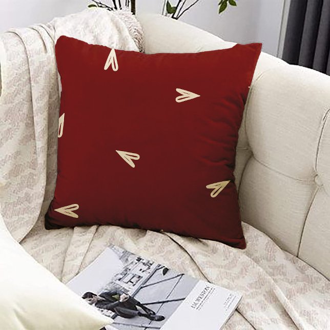 Almofada Cream Hearts on Burgundy - Minimal Valentine  (Criador carregado)