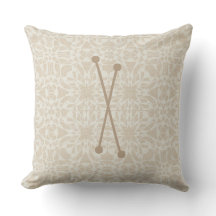 Cream Linen Estilo Vintage Padrão Monograma Beijo