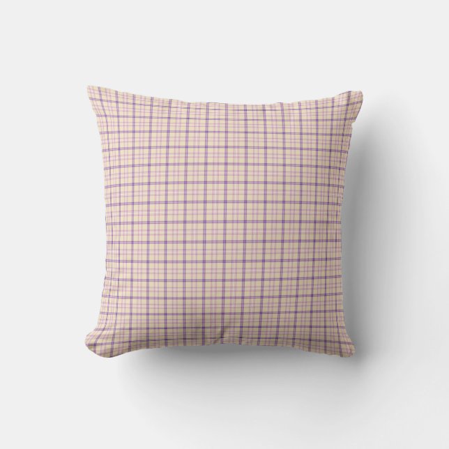 Almofada Cream Purple Plaid Classic Pattern Retro (Frente)